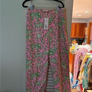 Floral Pink and Green Women's Pants